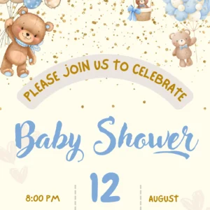 teddy bear baby shower invitation