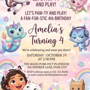 gabbys dollhouse birthday invitation