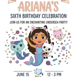 gabbys dollhouse birthday invitation
