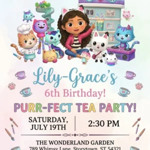 gabbys dollhouse birthday invitation