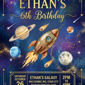 space clipart bundle birthday invitation