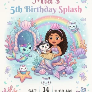 gabbys dollhouse birthday invitation