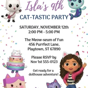 gabbys dollhouse birthday invitation