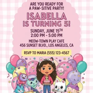 gabbys dollhouse birthday invitation