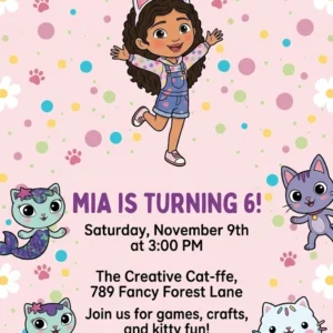 gabbys dollhouse birthday invitation