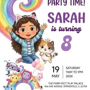 gabbys dollhouse birthday invitation