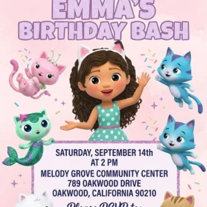 gabbys dollhouse birthday invitation