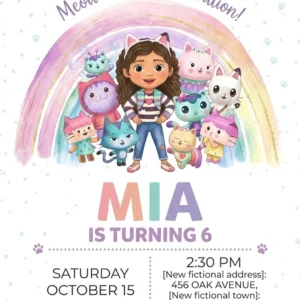 gabbys dollhouse birthday invitation