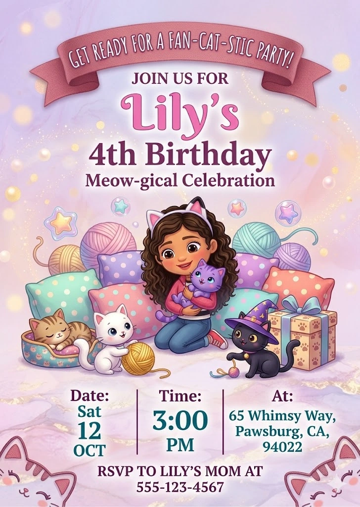 gabbys dollhouse birthday invitation