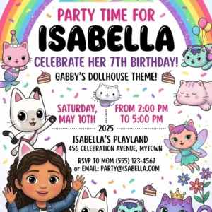 gabbys dollhouse birthday invitation