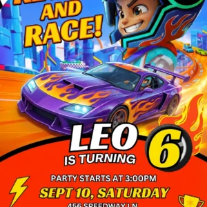 race car birthday invitation