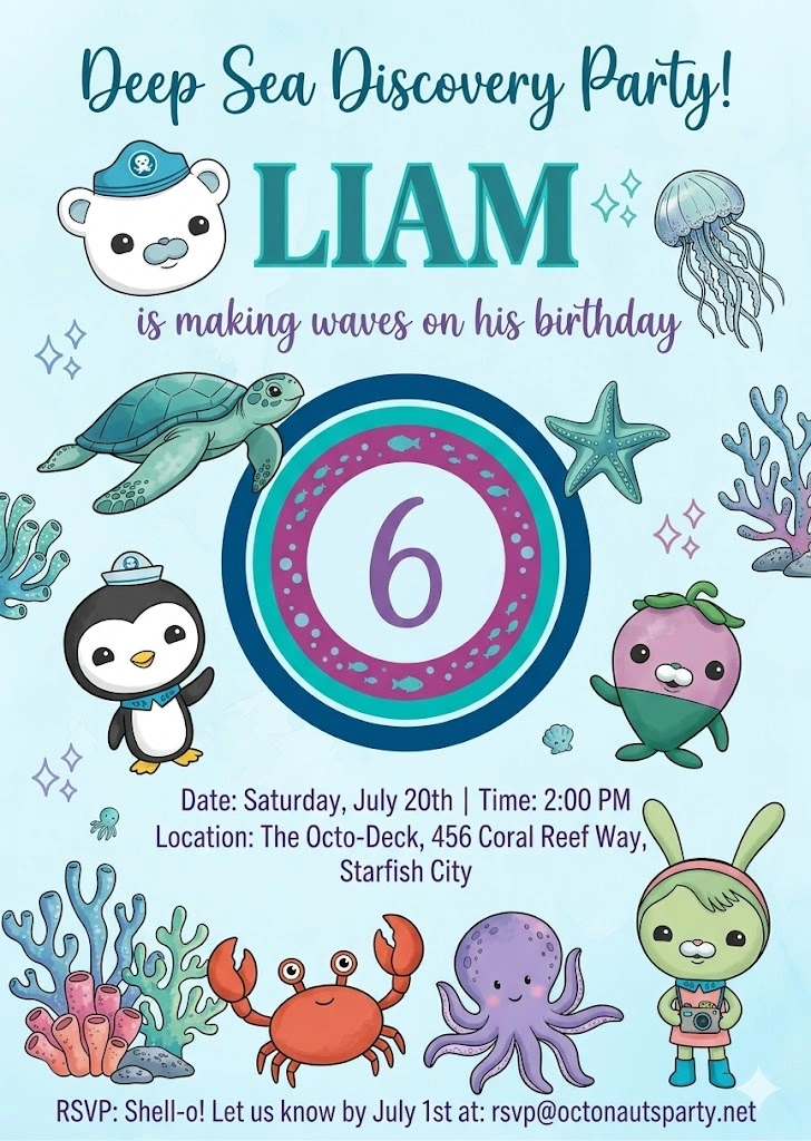 octonauts birthday invitation