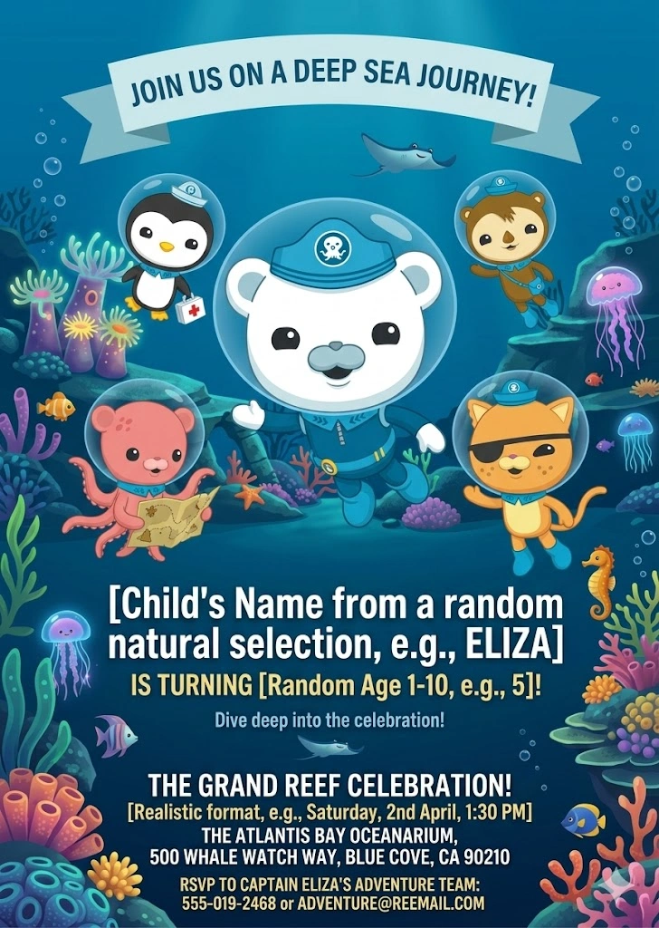 octonauts birthday invitation