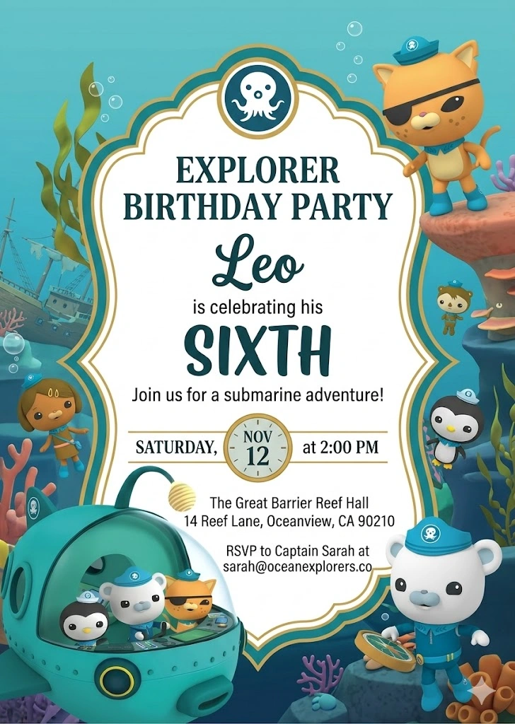 the octonauts birthday invitation