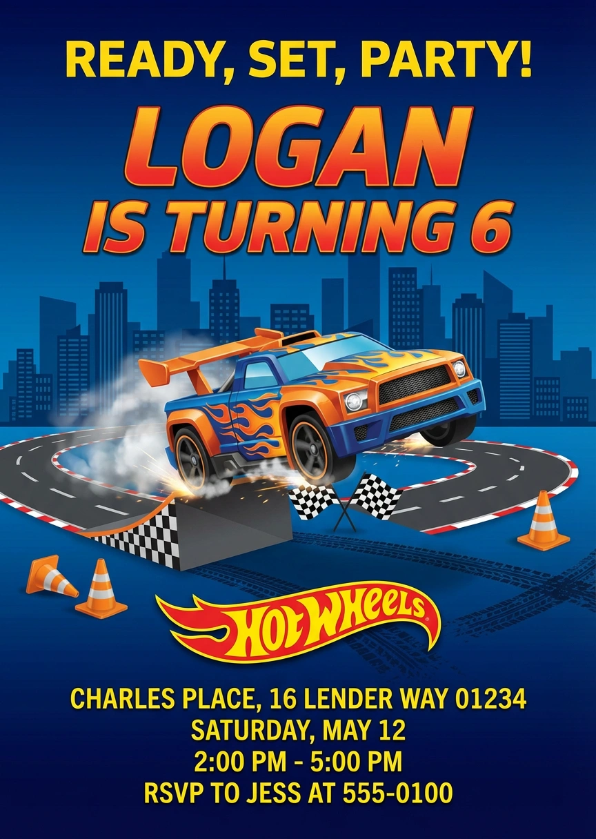 race car birthday invitation
