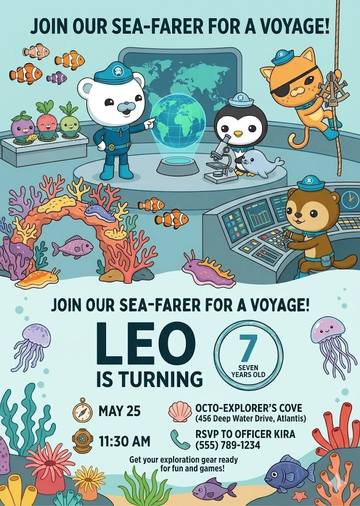 octonauts birthday invitation
