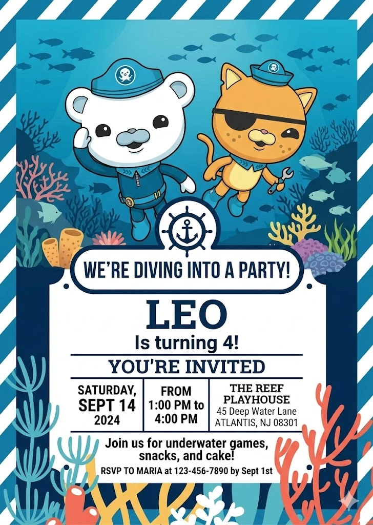 octonauts birthday invitation