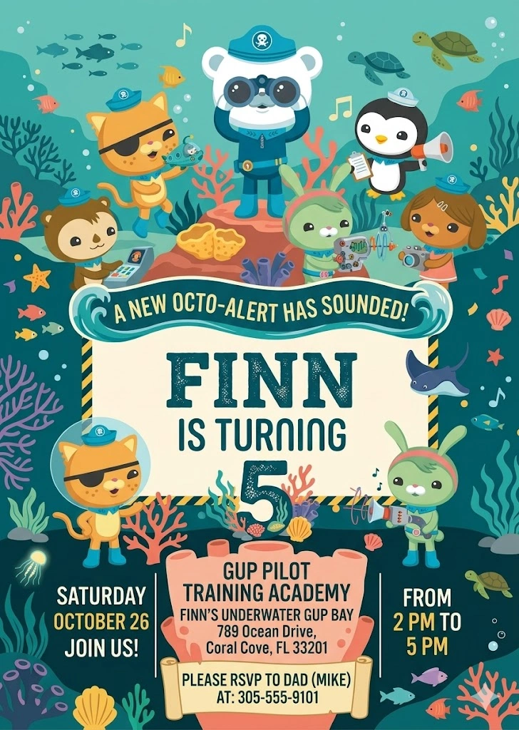 octonauts birthday invitation