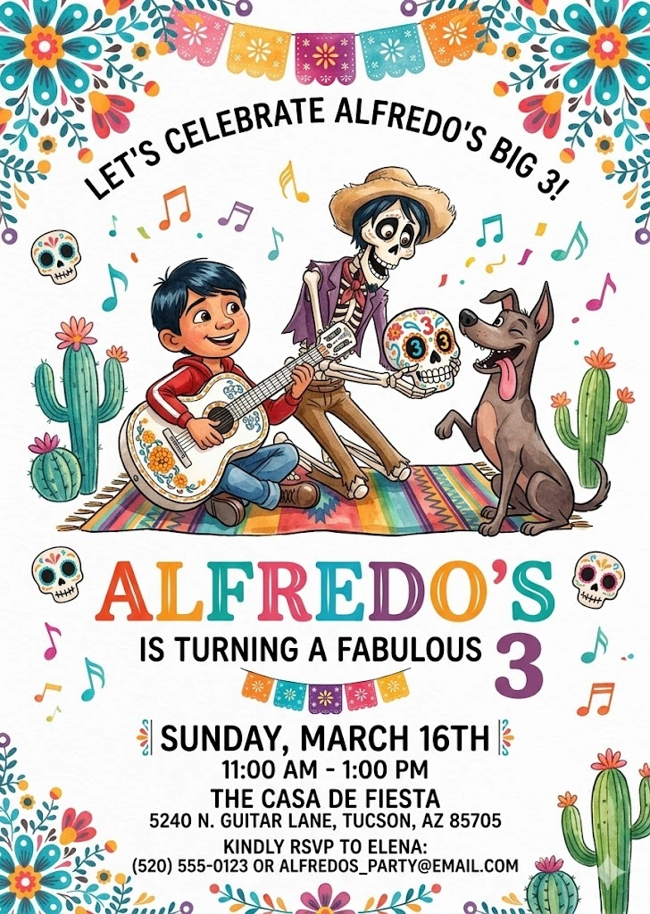 coco birthday invitation