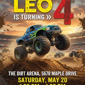 monster truck birthday invitation