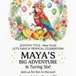 tropical parrot birthday invitation