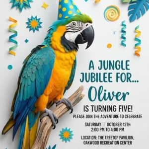 parrot birthday invitation