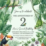 tropical parrot birthday invitation