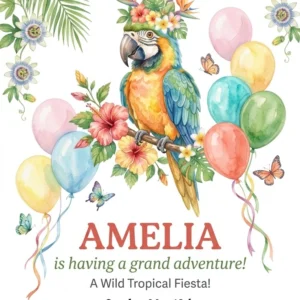 tropical macaw birthday invitation