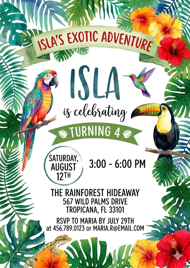 toucan birthday invitation