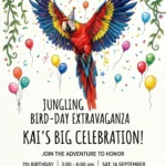 tropical bird birthday invitation