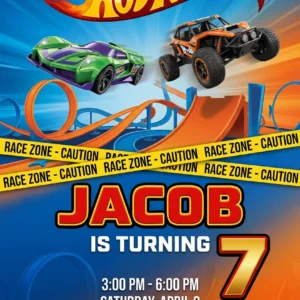 hot race cars birthday invitation