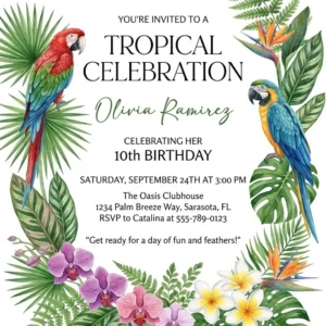 tropical birthday invitation