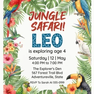 toucan luau birthday invitation