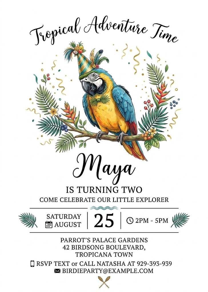 parrot birthday invitation