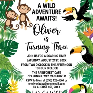 tropical 7th birthday invitation