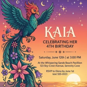 tropical bird birthday invitation