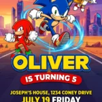 sonic gaming birthday invitation