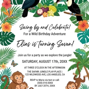 tropical 6th birthday invitation