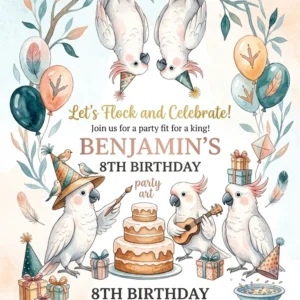 cockatoo birthday invitation