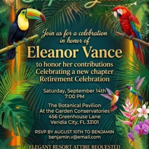 tropical orange neon birthday invitation