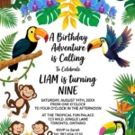 tropical 8th birthday invitation