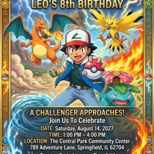 pokemon card style birthday invitation