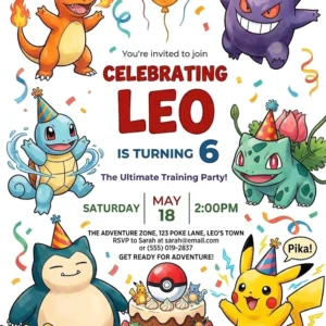 pokemon birthday invitation