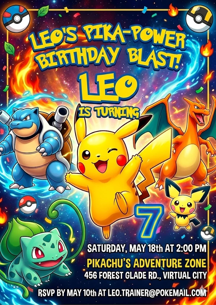 pokemon birthday invitation
