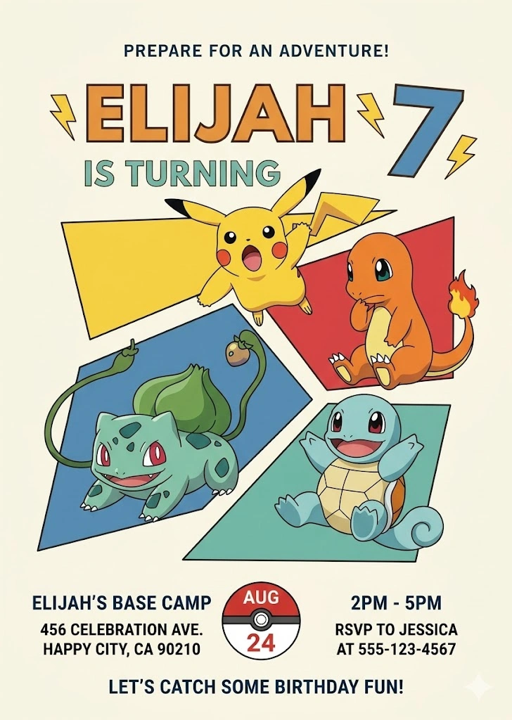 pokemon birthday invitation