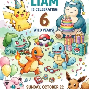 pokemon birthday invitation
