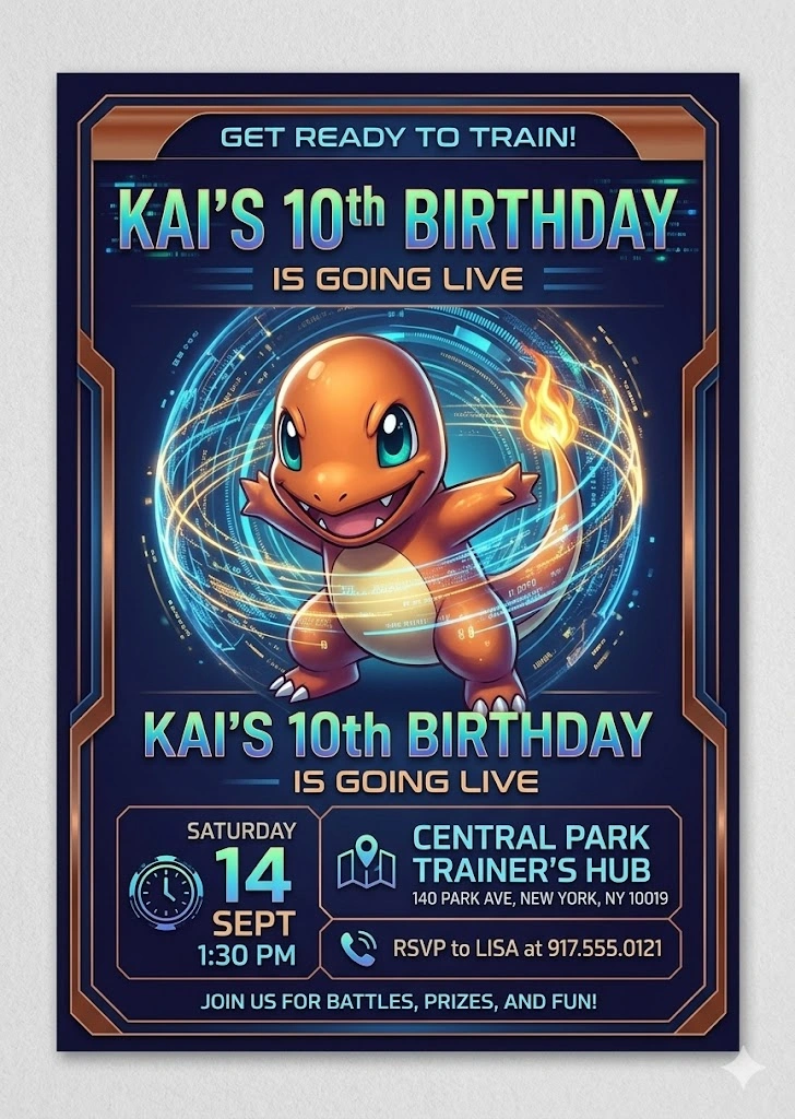 pokemone birthday invitation
