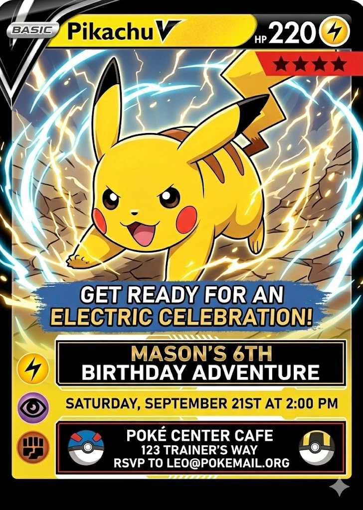 pokemon birthday invitation