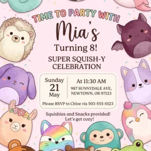 squishmallow birthday invitation