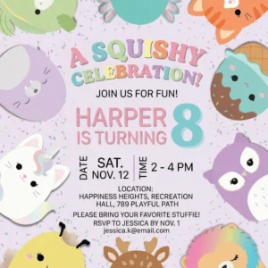 squishmallow birthday invitation